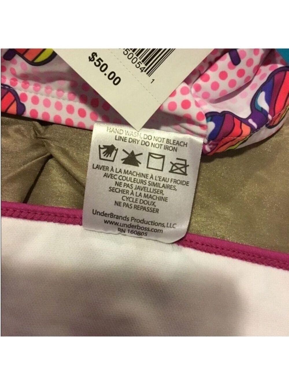 Undercurrent Bandeaukini Woman's Juniors size XL pink dots & sunglasses theme - Picture 10 of 10